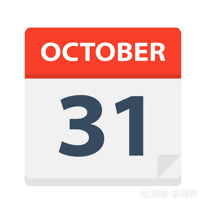 10月31日日历图标矢量插图