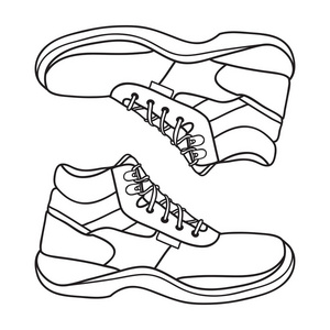 矢量涂鸦插图徒步旅行靴图标。 山鞋。