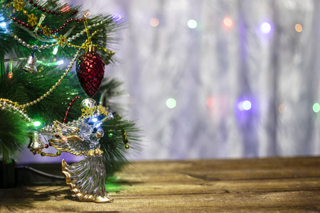 新年背景圣诞树及装饰品及礼品