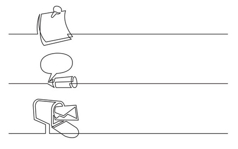 横幅设计业务图标连续线绘制备注意见邮箱字母