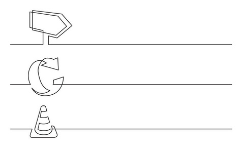 横幅设计连续线绘制商业图标方向标志箭头构造锥