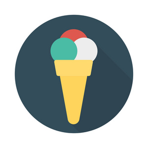冰淇淋蛋筒平面图标矢量插图