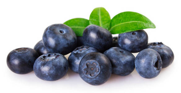 白色背景上分离的新鲜蓝莓