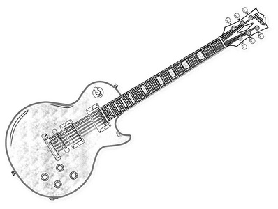决定性的摇滚吉他孤立在白色的背景上。