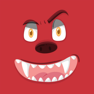 一张红色怪物的脸插图