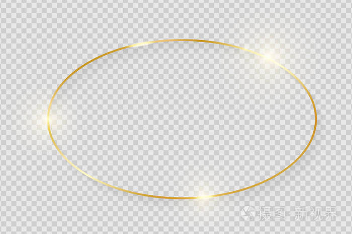 黄金豪华现实椭圆形边界 矢量插图