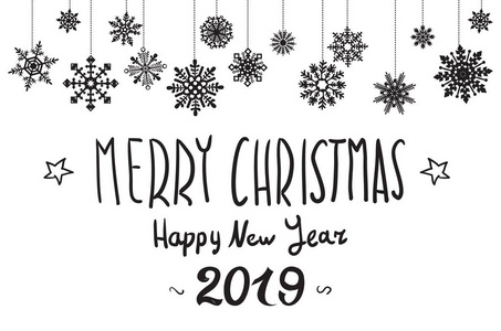 矢量图。 圣诞快乐，新年快乐。 2019年圣诞节背景与闪亮的金色雪花。 贺卡节日横幅网页艺术