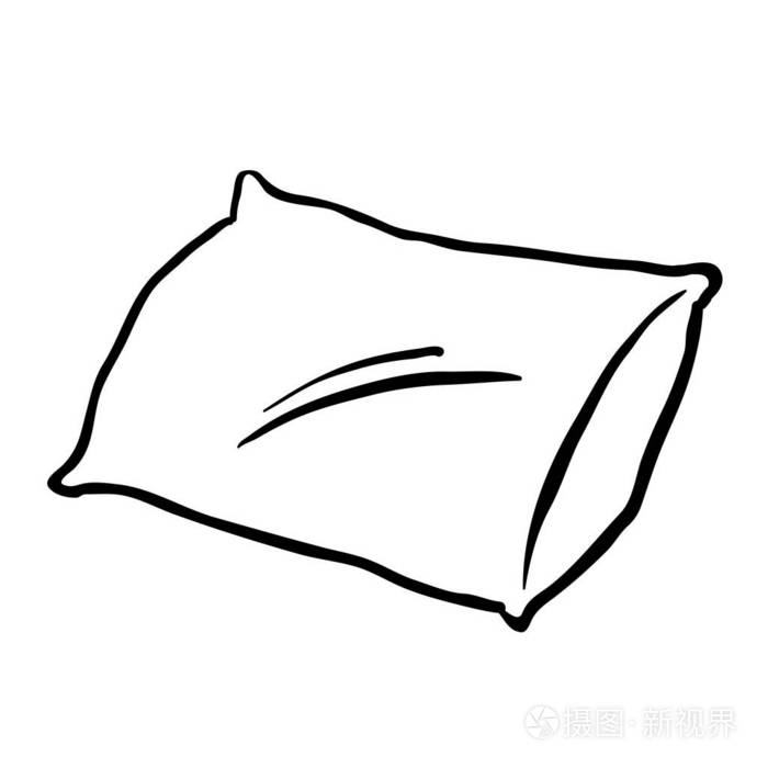 黑白枕头卡通插画-正版商用图片14ljii-摄图新视界