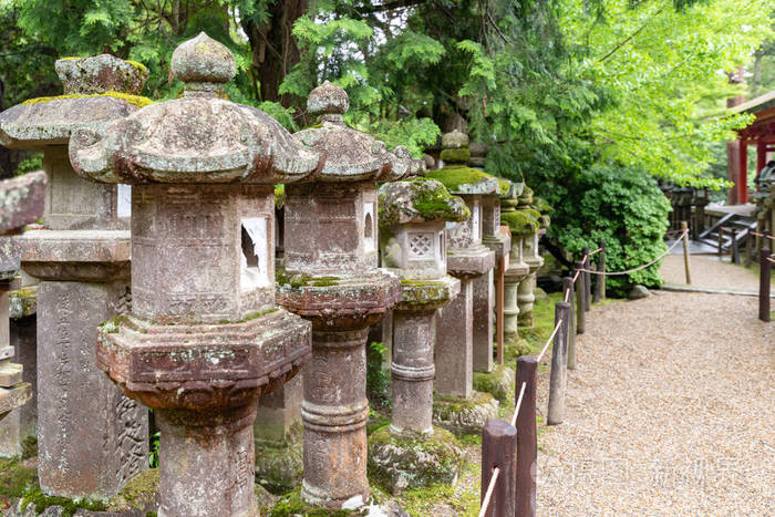 日本纳拉神社古石单片灯