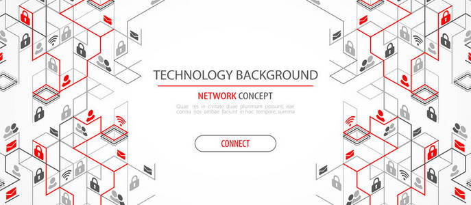 网络概念。 你的生意的等距主题。 矢量插图