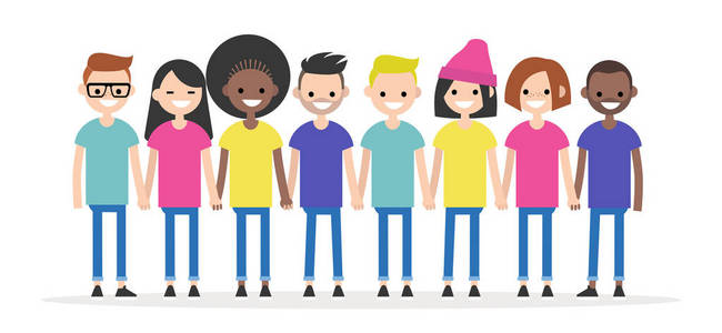 s hands. Diversity conceptual illustration. Friends. Multiracial