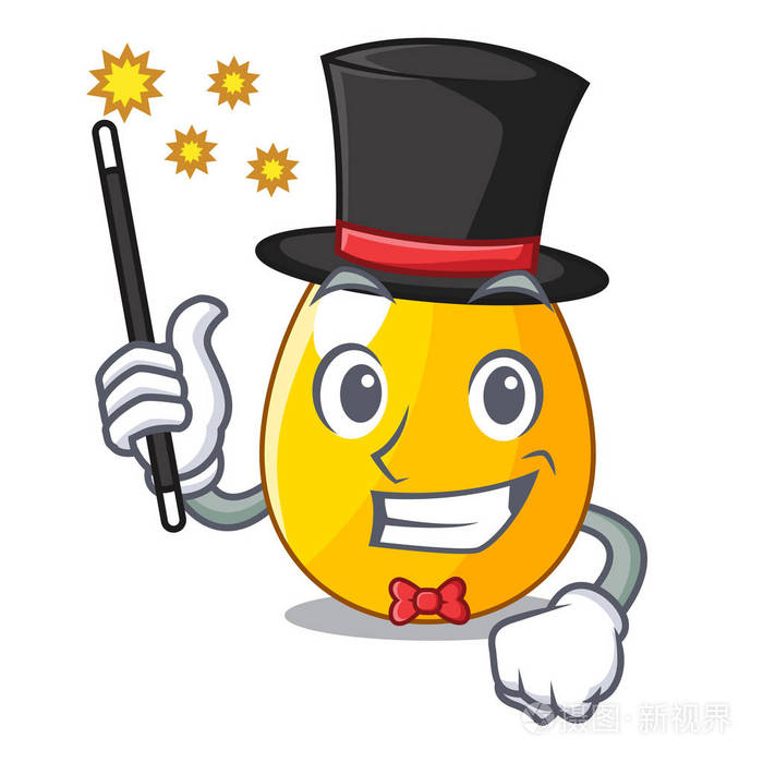 魔术师金蛋与卡通形状反射矢量插图