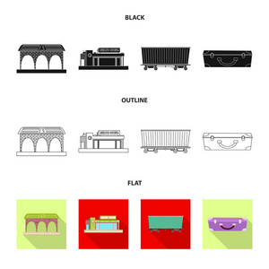 列车和车站标志的矢量设计。火车票股票矢量图集