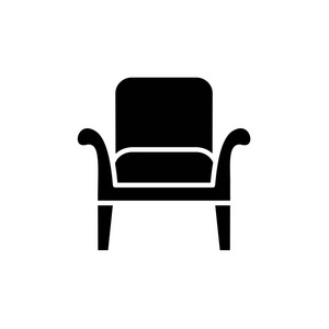  white vector illustration of wooden armchair with high back. Fl