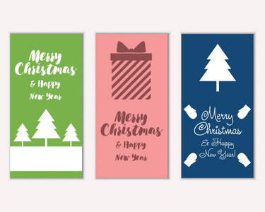 彩色圣诞卡与新年装饰矢量插图