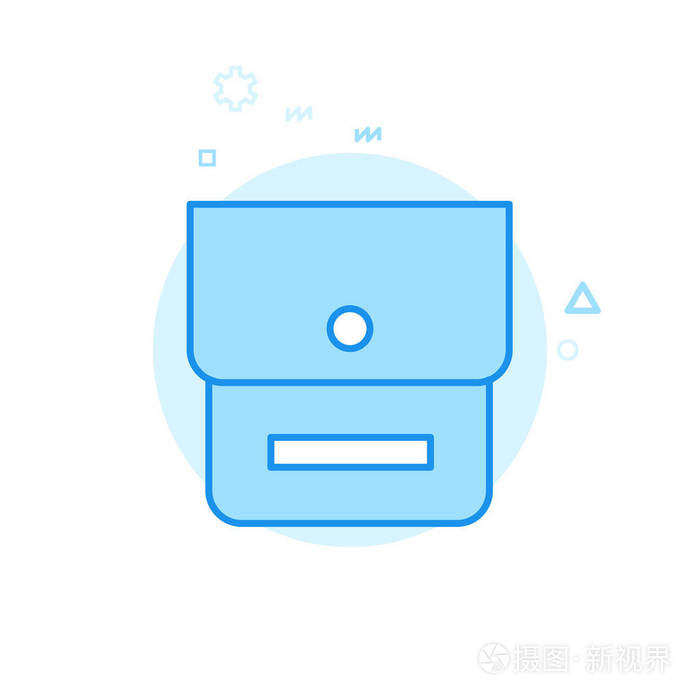 自行车或自行车袋扁平向量图标, 符号, 象形文字, 标志.蓝色单色设计.
