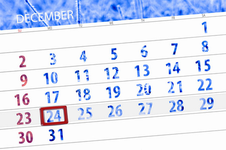 2018年12月日历计划, 截止日, 星期一, 24