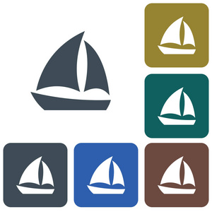 帆船图标简单平面矢量标志
