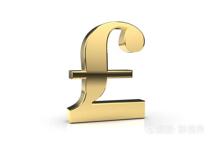 英国英镑英镑货币符号3d渲染孤立在白色背景