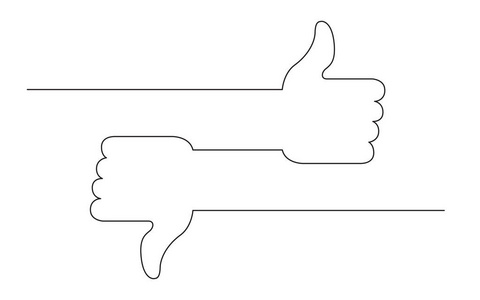 连续线概念草图绘制社交媒体喜欢和不喜欢的符号