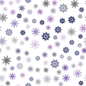 深粉红色蓝色矢量无缝图案与圣诞雪花。 雪在模糊的抽象背景上有梯度。 窗帘窗帘设计图案。