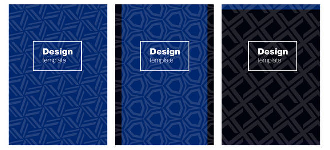 笔记本的深蓝色矢量封面。 闪烁抽象设计概念与文本框。 传单小册子的图案。