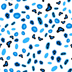 浅蓝色矢量无缝纹理与磁盘。 模糊的装饰设计抽象风格与气泡。 窗帘窗帘设计图案。