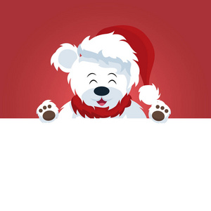 白色海报上的雪熊圣诞卡片