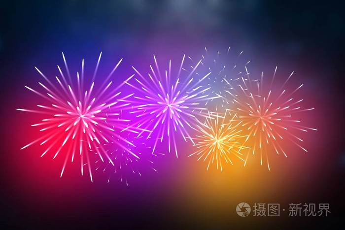 圣诞快乐新年快乐背景五彩缤纷的烟花