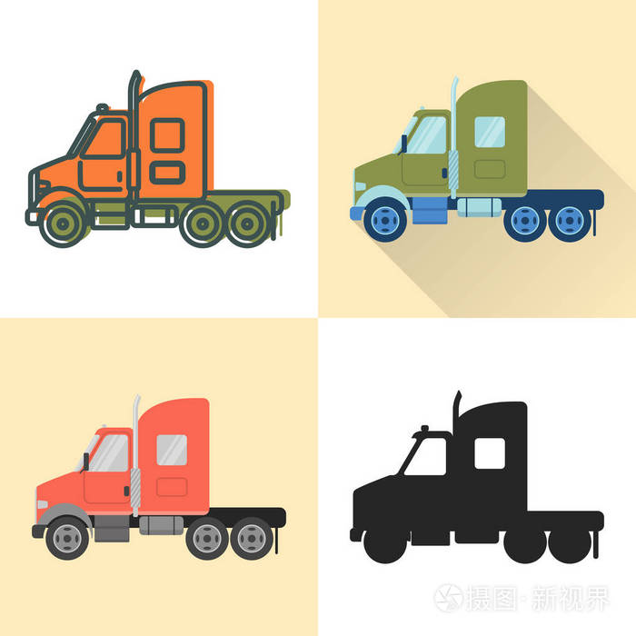 牵引车图标设置在平面和线条样式