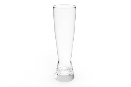 白色背景上的空啤酒玻璃。 3D渲染