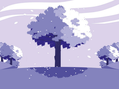 创意景观与树紫色的场景图片