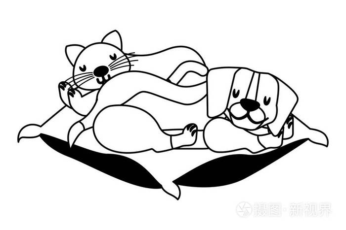 狗和猫宠物垫矢量插图矢量插图