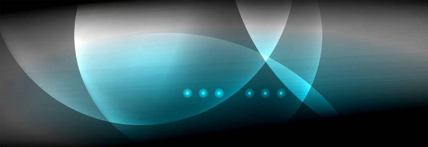 矢量模糊的霓虹灯发光圆圈与流动和液体光概念, 能量魔术梦幻般的抽象背景