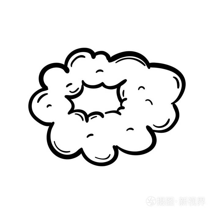 手绘涂鸦一团烟雾图标 黑色素描 符号符号 装饰元素.