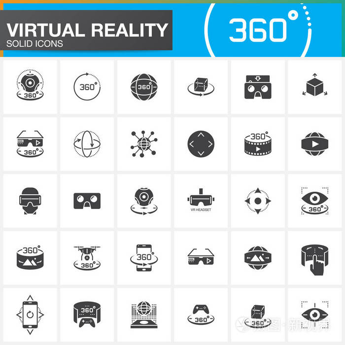 虚拟现实实体图标设置 创新技术ar眼镜头安装显示vr游戏设备.