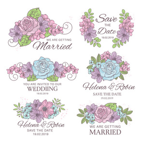 婚礼装饰者婚礼矢量插图，供印刷邀请，问候，装饰，祝贺
