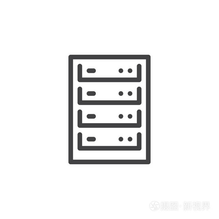 计算机服务器线图标轮廓矢量符号线性样式象形文字隔离在白色上符号