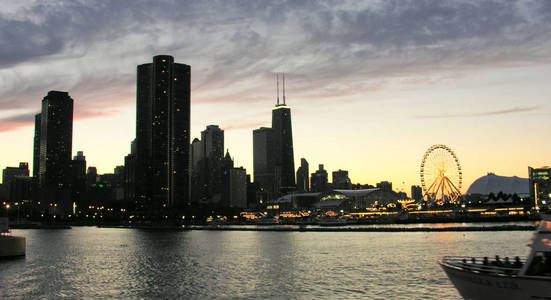 芝加哥伊利诺伊州的灯光和颜色图片