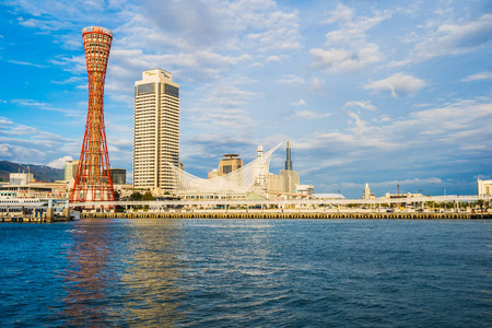 美丽的城市景观，建筑建筑，神户塔式城市天际线，日本