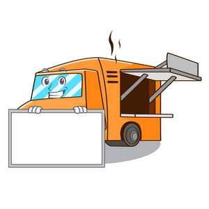 食品卡车形状矢量插图卡通形象图片