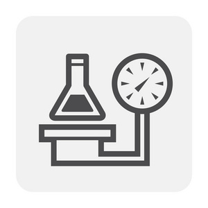 化学实验室和工具图标设计黑色和轮廓。