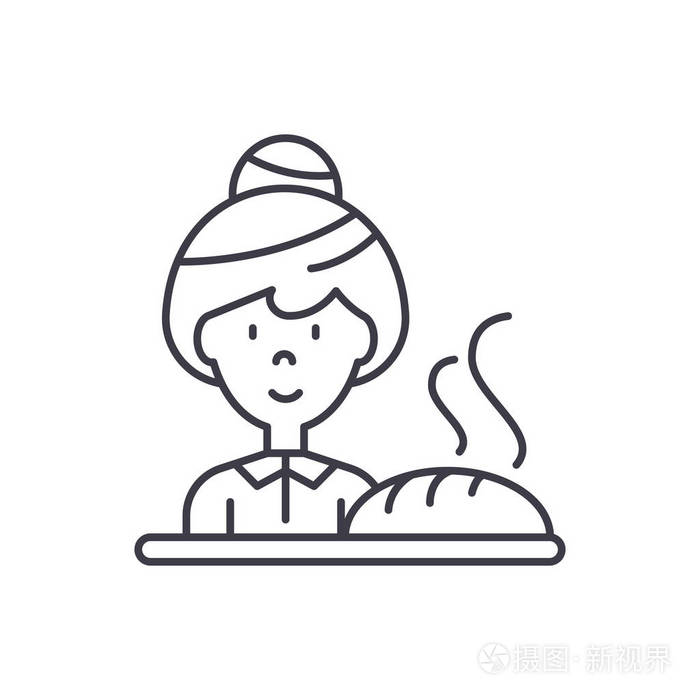 烘焙面包线图标概念.烘焙面包向量线性例证 标志 标志