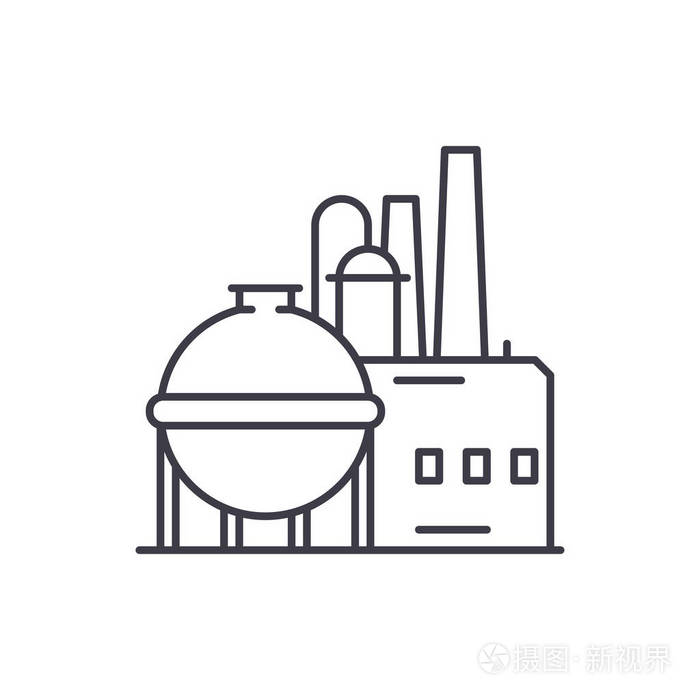 化工流水线图标概念.化工厂向量线性例证, 标志, 标志
