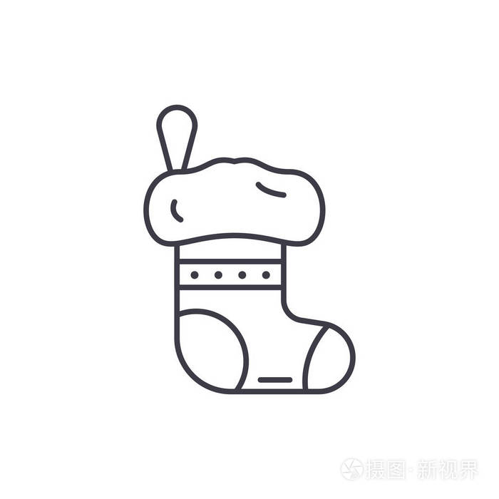 圣诞节袜子向量线性例证, 标志