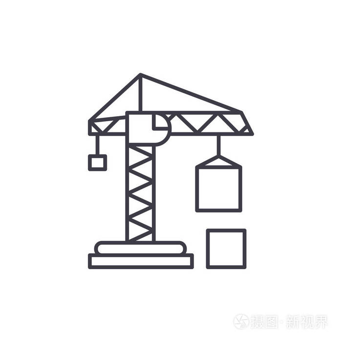 民用建筑起重机线路图标概念.
