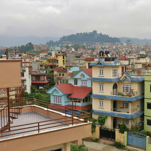 加德满都尼泊尔五颜六色的房子。