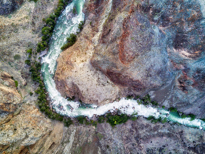 哈萨克斯坦东南部查林峡谷的河流，于2018年8月拍摄于HDR