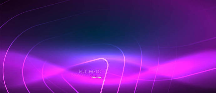 霓虹灯发光的技术线条, 高科技未来主义的几何形状抽象背景模板