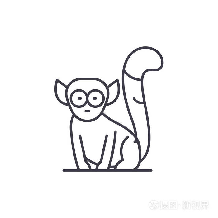 狐猴线图标概念.狐猴向量线性例证, 标志, 标志